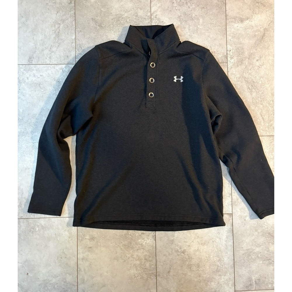 Under Armour ColdGear Men's XL Black Loose Fit 1/4 Button Mock Neck Fleece